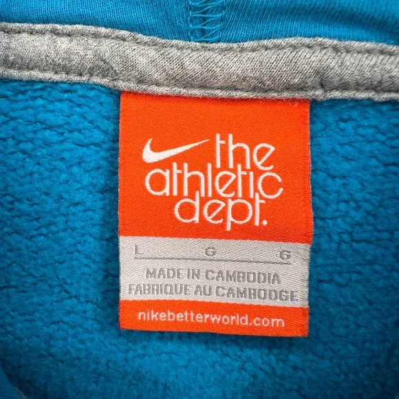 Nike Athletic Dept Full Zip Hoodie Men Large Teal Blue Swoosh Athleisure Fleece - Picture 5 of 11